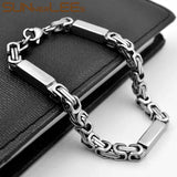 316L Stainless Steel Bracelet 5mm Geometric Byzantine Link Chain Silver SC211 B