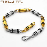316L Stainless Steel Bracelet 5mm Geometric Link Chain Silver Plated