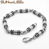 316L Stainless Steel Bracelet 5mm Geometric Link Chain Silver Plated