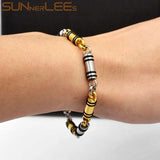 316L Stainless Steel Bracelet 5mm Geometric Link Chain Silver Plated