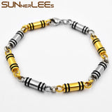 316L Stainless Steel Bracelet 5mm Geometric Link Chain Silver Plated