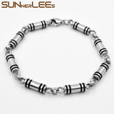 316L Stainless Steel Bracelet 5mm Geometric Link Chain Silver Plated
