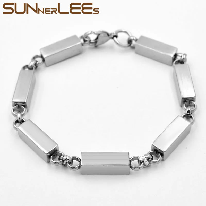 316L Stainless Steel Bracelet Geometric Box Link Chain SC168
