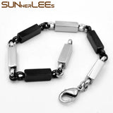 316L Stainless Steel Bracelet 6mm Geometric Box Link Chain High polished