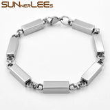 316L Stainless Steel Bracelet 6mm Geometric Box Link Chain High polished