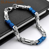 316L Stainless Steel Bracelet 6mm Geometric Byzantine Link Chain