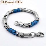 316L Stainless Steel Bracelet 6mm Geometric Byzantine Link Chain