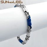 316L Stainless Steel Bracelet 6mm Geometric Byzantine Link Chain