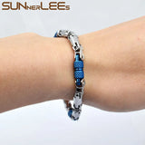 316L Stainless Steel Bracelet 6mm Geometric Byzantine Link Chain