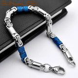 316L Stainless Steel Bracelet 6mm Geometric Byzantine Link Chain