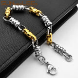 316L Stainless Steel Bracelet 6mm Geometric Link Chain Silver Plated