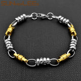 316L Stainless Steel Bracelet 6mm Geometric Link Chain Silver Plated