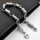 316L Stainless Steel Bracelet 6mm Geometric Link Chain Silver Plated