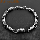 316L Stainless Steel Bracelet 6mm Geometric Link Chain Silver Plated