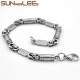 316L Stainless Steel Bracelet 6mm Geometric Link Chain Silver Gift SC248
