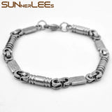 316L Stainless Steel Bracelet 6mm Geometric Link Chain Silver Gift SC248