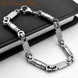 316L Stainless Steel Bracelet 6mm Geometric Link Chain Silver Gift SC248