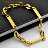 316L Stainless Steel Bracelet 7mm Geometric Link Chain High Polished Gift