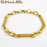 316L Stainless Steel Bracelet 7mm Geometric Link Chain High Polished Gift