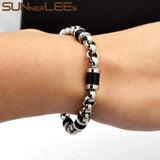 Silver Geometric Link Chain Bracelet 7mm