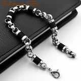 Silver Geometric Link Chain Bracelet 7mm