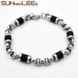 Silver Geometric Link Chain Bracelet 7mm