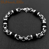 Silver Geometric Link Chain Bracelet 7mm