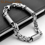 316L Stainless Steel Bracelet Geometric Byzantine Link Chain Silver Plated SC218