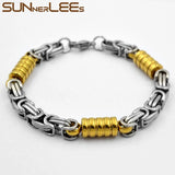 316L Stainless Steel Bracelet Geometric Byzantine Link Chain Silver Plated SC218