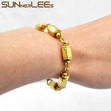 316L Stainless Steel Bracelet 8mm Geometric Link Chain High Polished