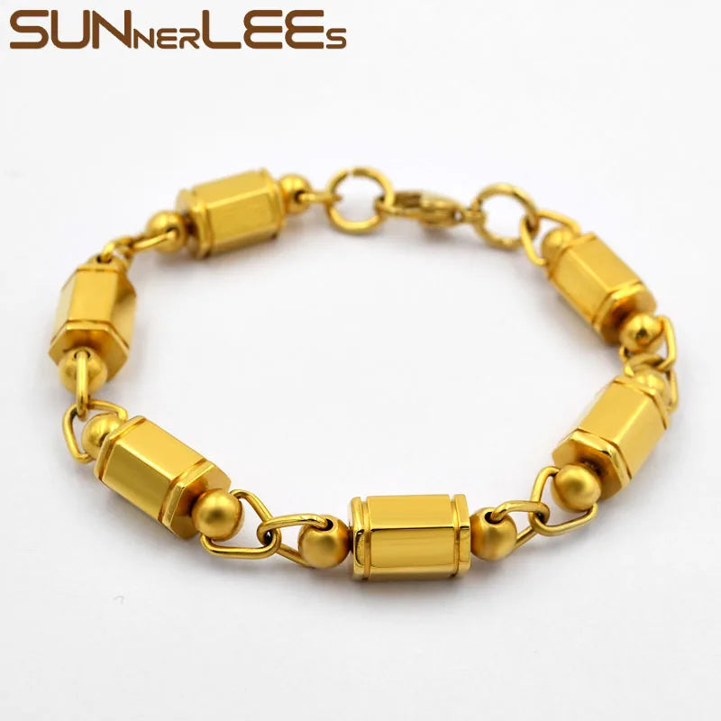 316L Stainless Steel Bracelet 8mm Geometric Link Chain