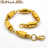 316L Stainless Steel Bracelet 8mm Geometric Link Chain High Polished