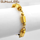 316L Stainless Steel Bracelet 8mm Geometric Link Chain High Polished