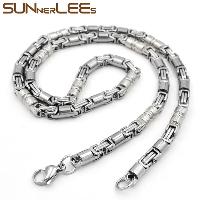 6mm Geometric Byzantine Link Chain Stainless Steel Necklace