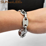 316L Stainless Steel Coffee Beans Bracelet 13mm Chain Silver Men Women