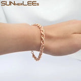 5mm Rope Twisted Chain Bracelet Rose For Men Women Gift