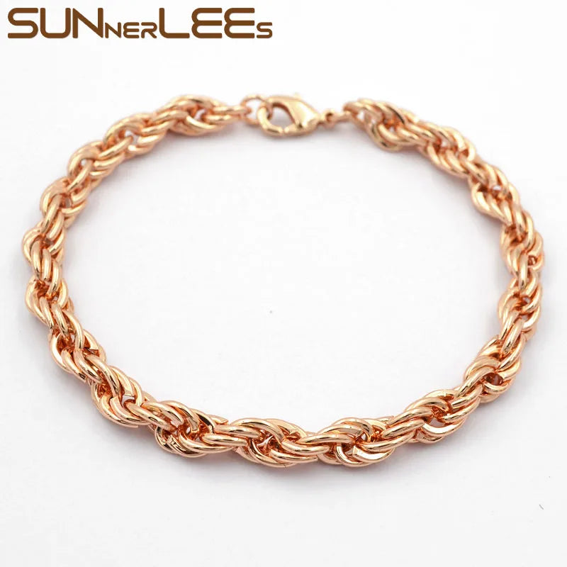 5mm Rope Twisted Chain Bracelet Rose For Men Women Gift