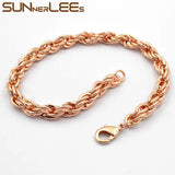 5mm Rope Twisted Chain Bracelet Rose For Men Women Gift