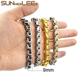 9mm Byzantine Link Chain Silver Bracelet SC08 B
