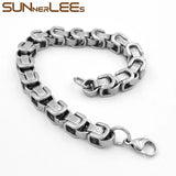 9mm Byzantine Link Chain Silver Bracelet SC08 B