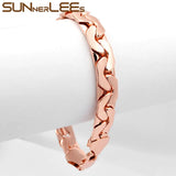 Rose Bracelet 10mm Ingot Link Chain Jewelry for Men Women