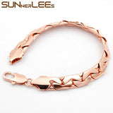 Rose Bracelet 10mm Ingot Link Chain Jewelry for Men Women