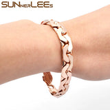 Rose Bracelet 10mm Ingot Link Chain Jewelry for Men Women