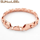 Rose Bracelet 10mm Ingot Link Chain Jewelry for Men Women