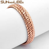 Rose Plated Popcorn Link Chain Bracelet 11mm Men Women