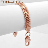 Rose Plated Popcorn Link Chain Bracelet 11mm Men Women