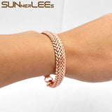 Rose Plated Popcorn Link Chain Bracelet 11mm Men Women