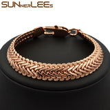 Rose Plated Popcorn Link Chain Bracelet 11mm Men Women