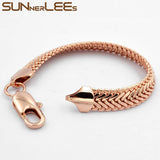 Rose Plated Popcorn Link Chain Bracelet 11mm Men Women