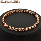 Rose Plated Box Link Chain Bracelet 4mm Geometric for Men Women